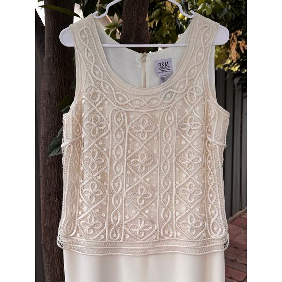 Vintage R&M Richards Karen Kwong 2 Pc Embroidered Chiffon Dress Set Size 10 - Picture 8 of 9